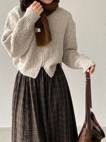 【cimz1386】實拍雙頭拉鍊羊毛保暖針織外套（羊毛34%)251201