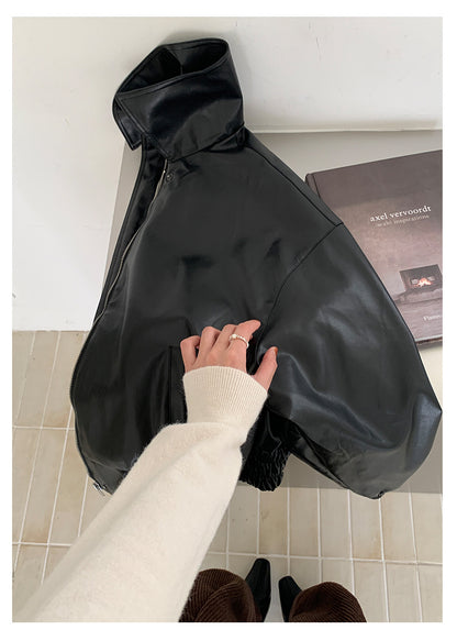 【H5480】實拍復古男友款PU皮外套251109