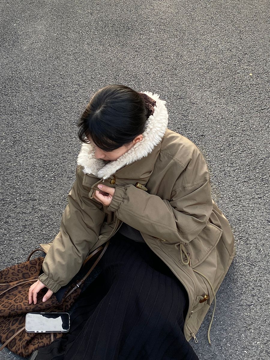 【cimz1727】實拍行走的火爐重工牛角扣大翻領工裝羽絨外套大衣(白鴨絨50)251120