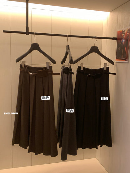 【L1177】實拍檸檬秋冬毛呢星空紋顯瘦百褶裙+腰包251117