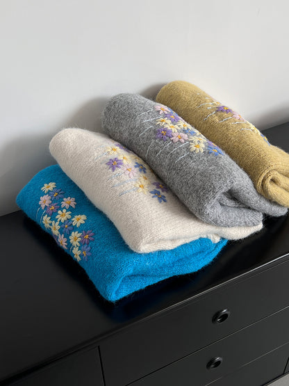 【cimz1394】實拍清新手工立體刺繡小花羊毛針織毛衣（羊毛8%)251128