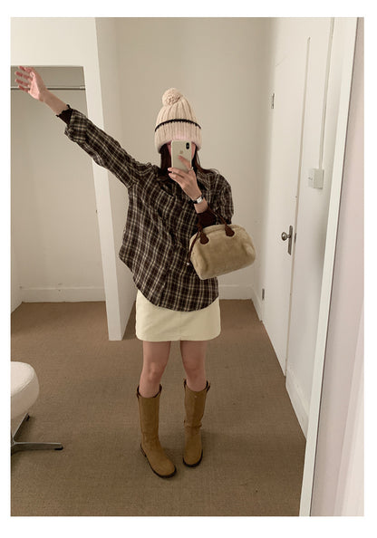 【H562】實拍秋冬S~XL必備復古高腰燈芯絨A字裙251021