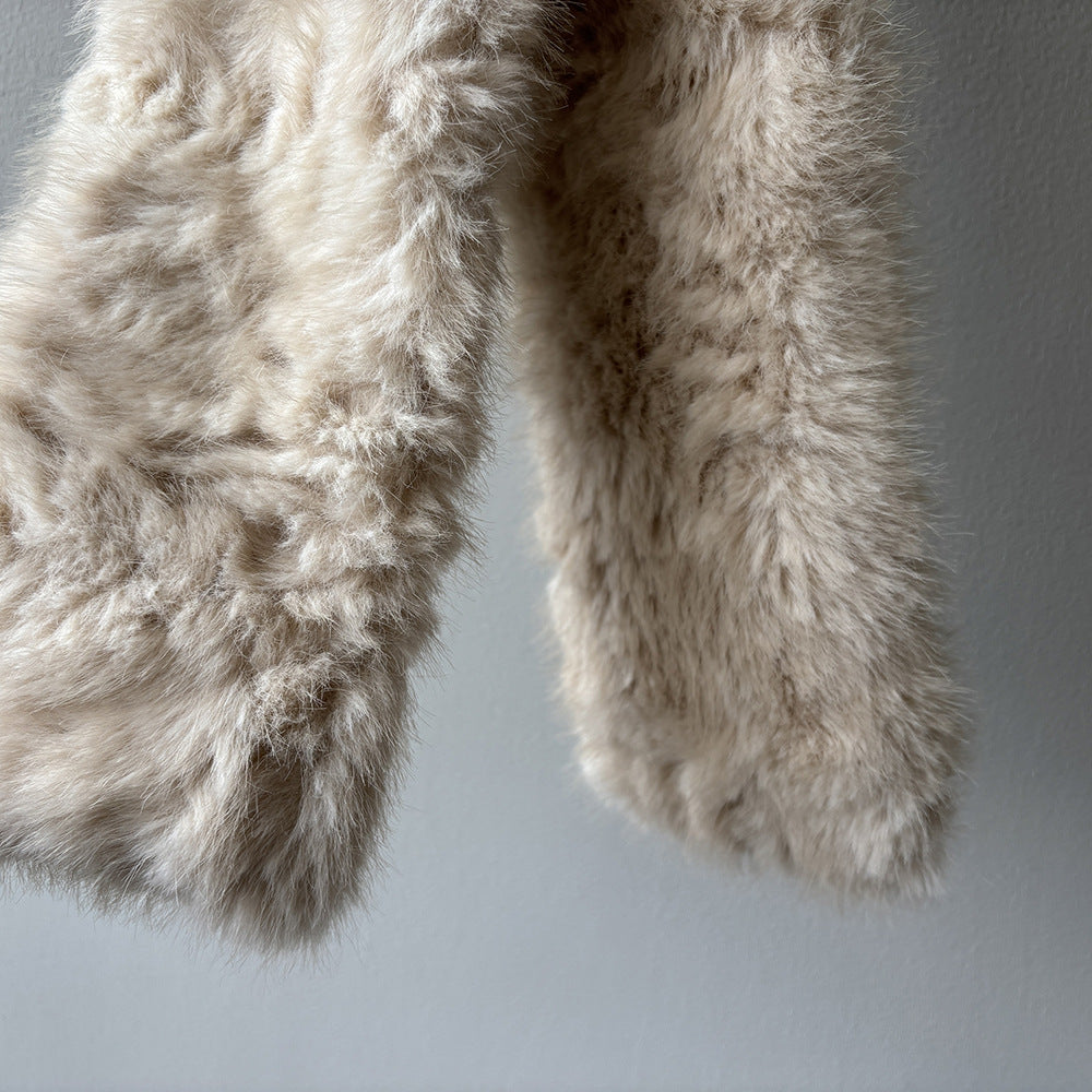 【YH707】實拍高質感毛茸茸仿皮毛保暖一体毛绒外套＋圍巾251113