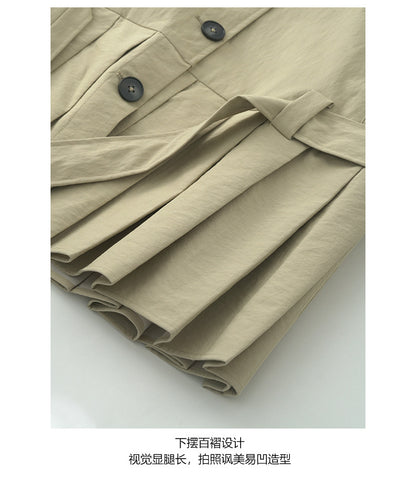 【H5400】實拍韓系慵懶卡其立領收腰風衣外套250902