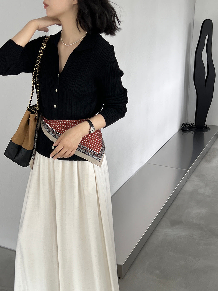 【cim6901】實拍慵懶紙片人polo領針織衫251030