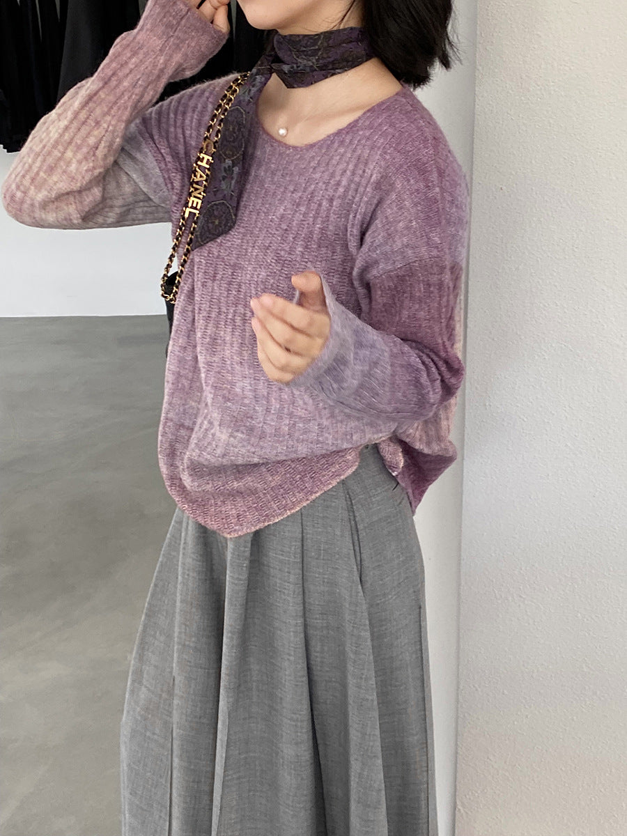 【cim0679】實拍韓國彩虹漸變長袖針織衫（羊毛11%)251114