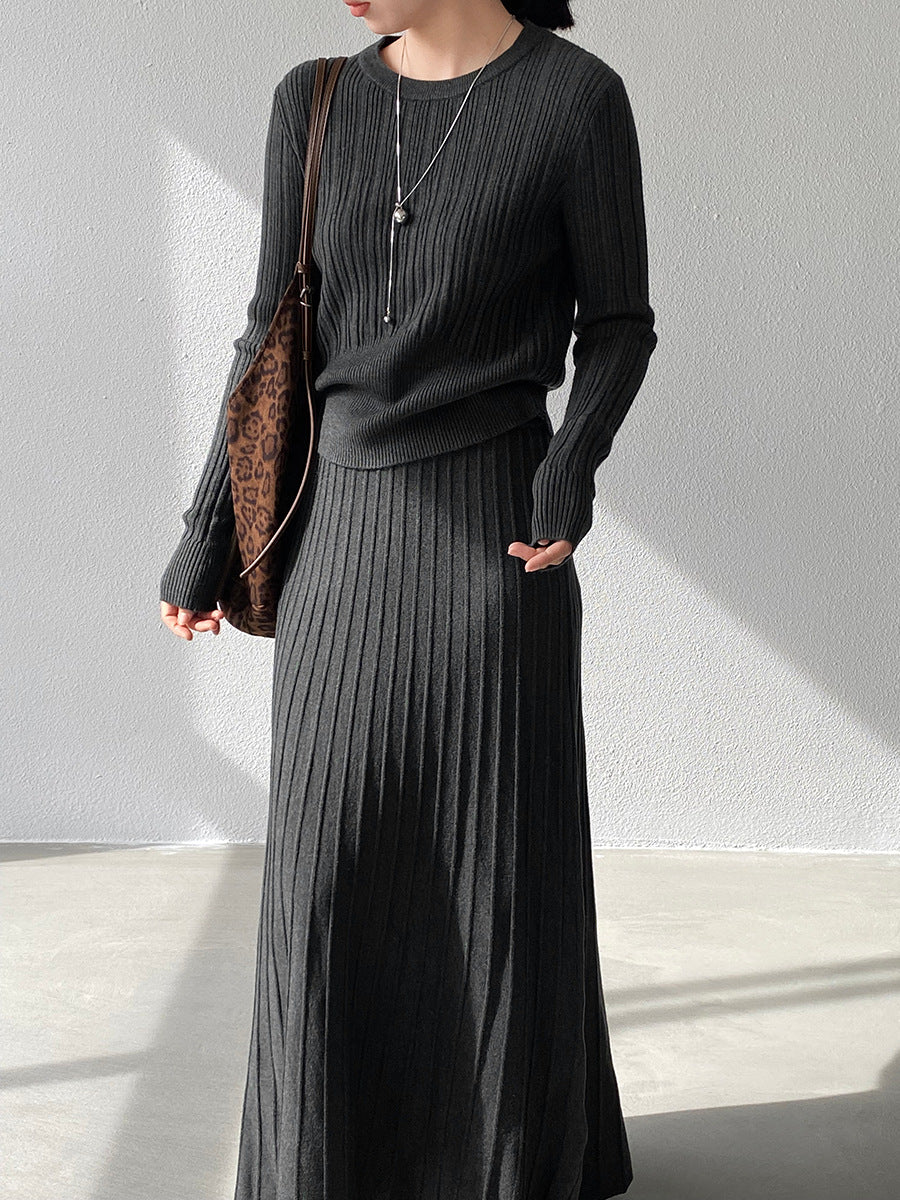 【cimz100789】實拍法式高級感收腰顯瘦針織衫＋針織長裙(分開下單）251120