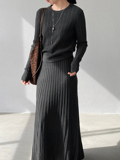 【cimz100789】實拍法式高級感收腰顯瘦針織衫＋針織長裙(分開下單）251120