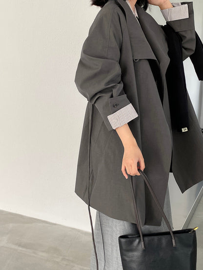 【cim1659】實拍秋冬復古英倫翻領風衣外套＋繫帶251030