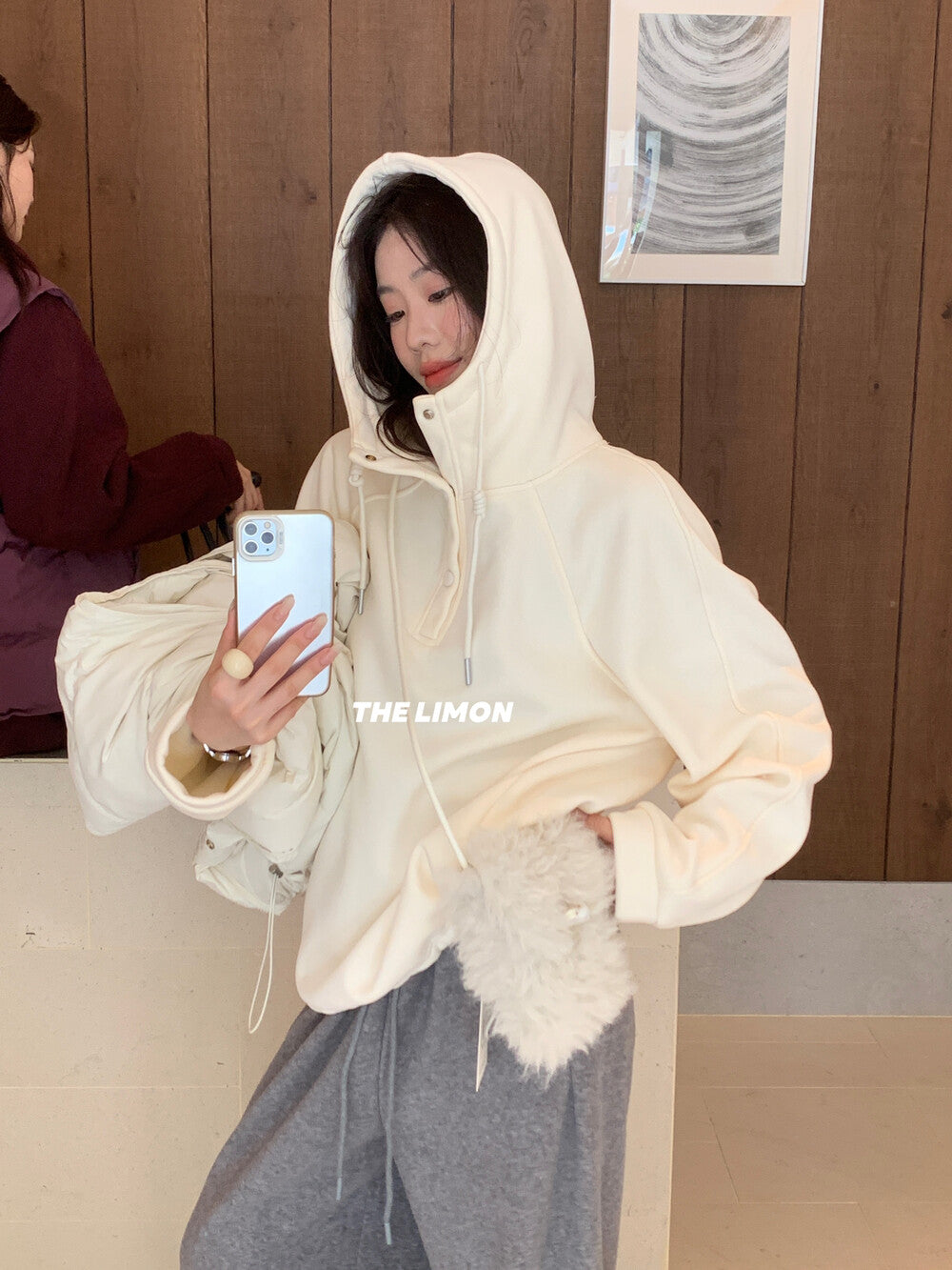 【L9289】實拍檸檬秋冬慵懶寬鬆加絨連帽長袖衞衣251208