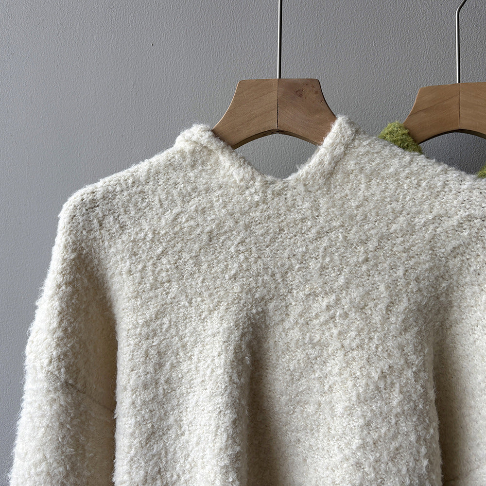 【Y2188】實拍冬季圈圈絨可愛連帽針織毛衣251106