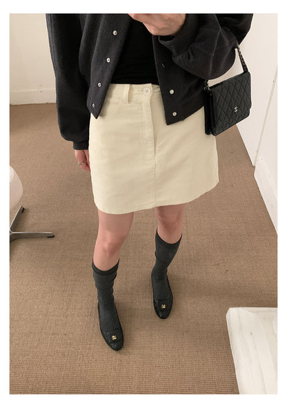 【H562】實拍秋冬S~XL必備復古高腰燈芯絨A字裙251021