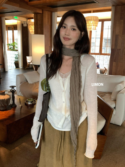 【LSC1201】檸檬家極簡日常・羊毛11％修身顯瘦長袖針織外套260909