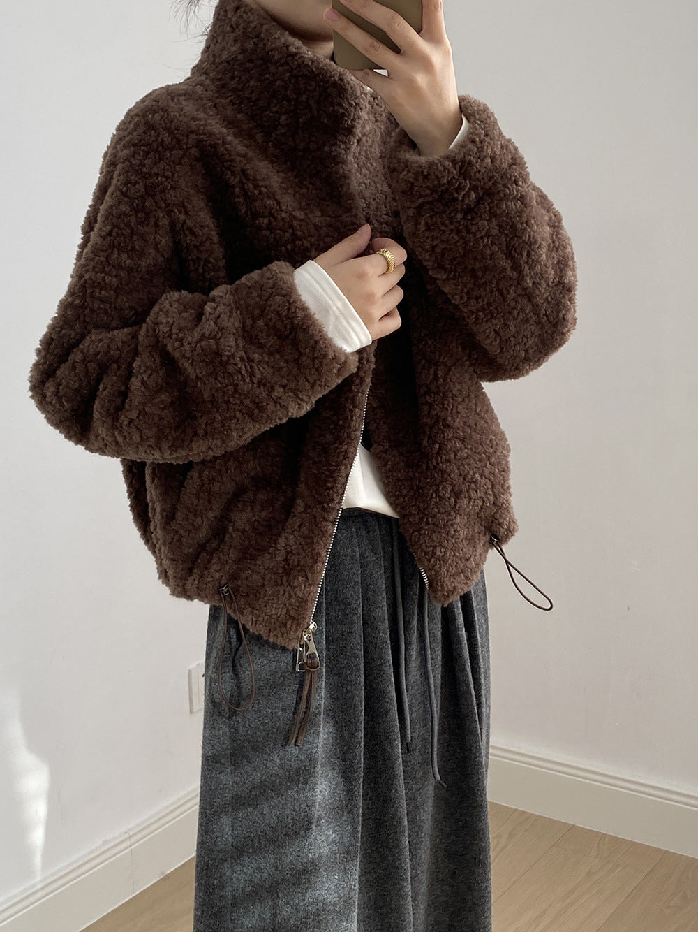 【YH8567】實拍冬天保暖厚款立领羊羔毛外套251113