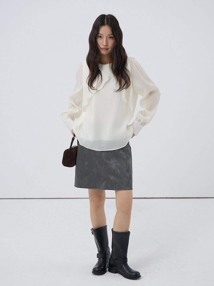 【LD3290】實拍法式釘珠蝴蝶結天絲雪紡襯衫251103