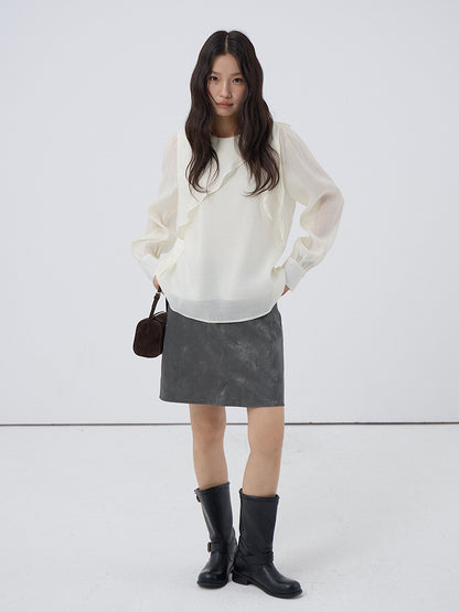 【LD3290】實拍法式釘珠蝴蝶結天絲雪紡襯衫251103