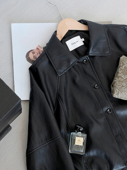 【cimz1667】實拍個性復古黑色工裝皮衣外套251120