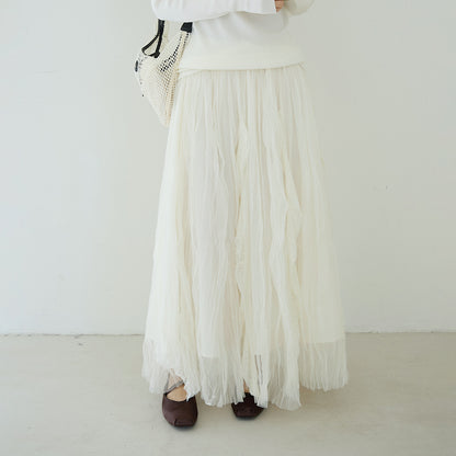 【LD11145】實拍浪漫百搭！氣質網紗A字裙/鬆緊腰紗裙/長裙260309