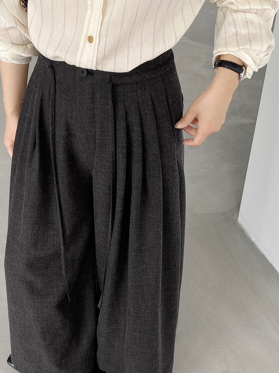 【cim1619】實拍韓系高級百搭壓褶垂感西裝褲251030