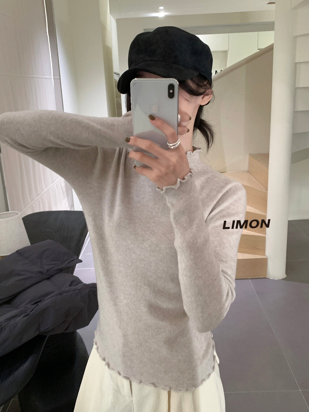 【LDF006】檸檬家親膚絨木耳邊半高領長袖針織衫251117