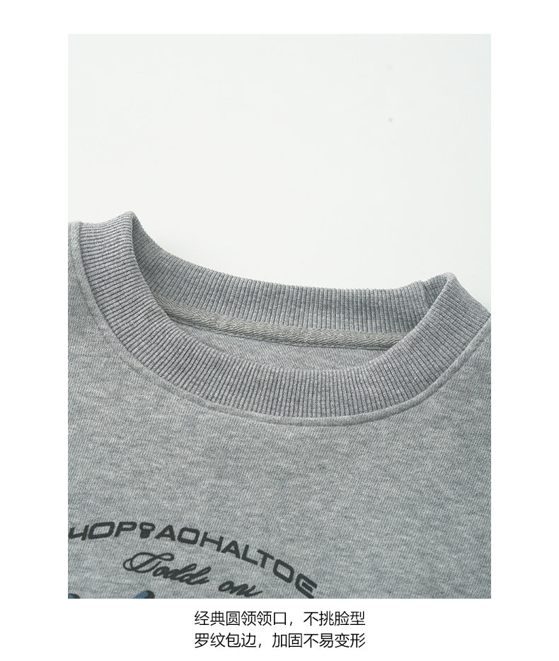 【H573】實拍美式汽車印花寬鬆圓領衛衣251021