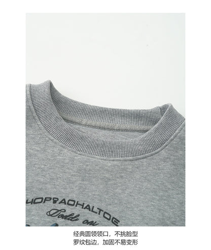 【H573】實拍美式汽車印花寬鬆圓領衛衣251021