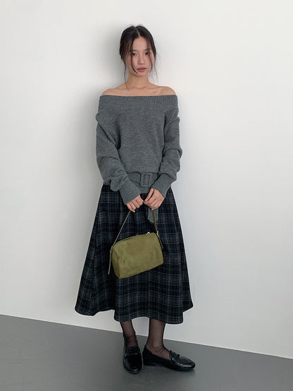 【LD11071】實拍氣質復古格紋毛呢a字裙251209