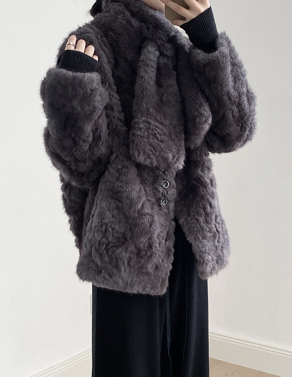 【YH707】實拍高質感毛茸茸仿皮毛保暖一体毛绒外套＋圍巾251113