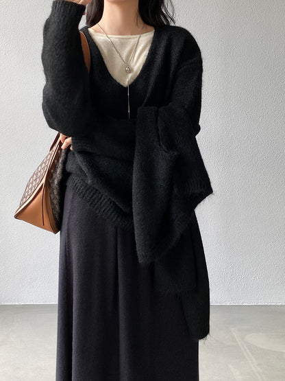 【cim8802】實拍纯色溫柔針織毛衣+針織披肩(羊毛8）251114