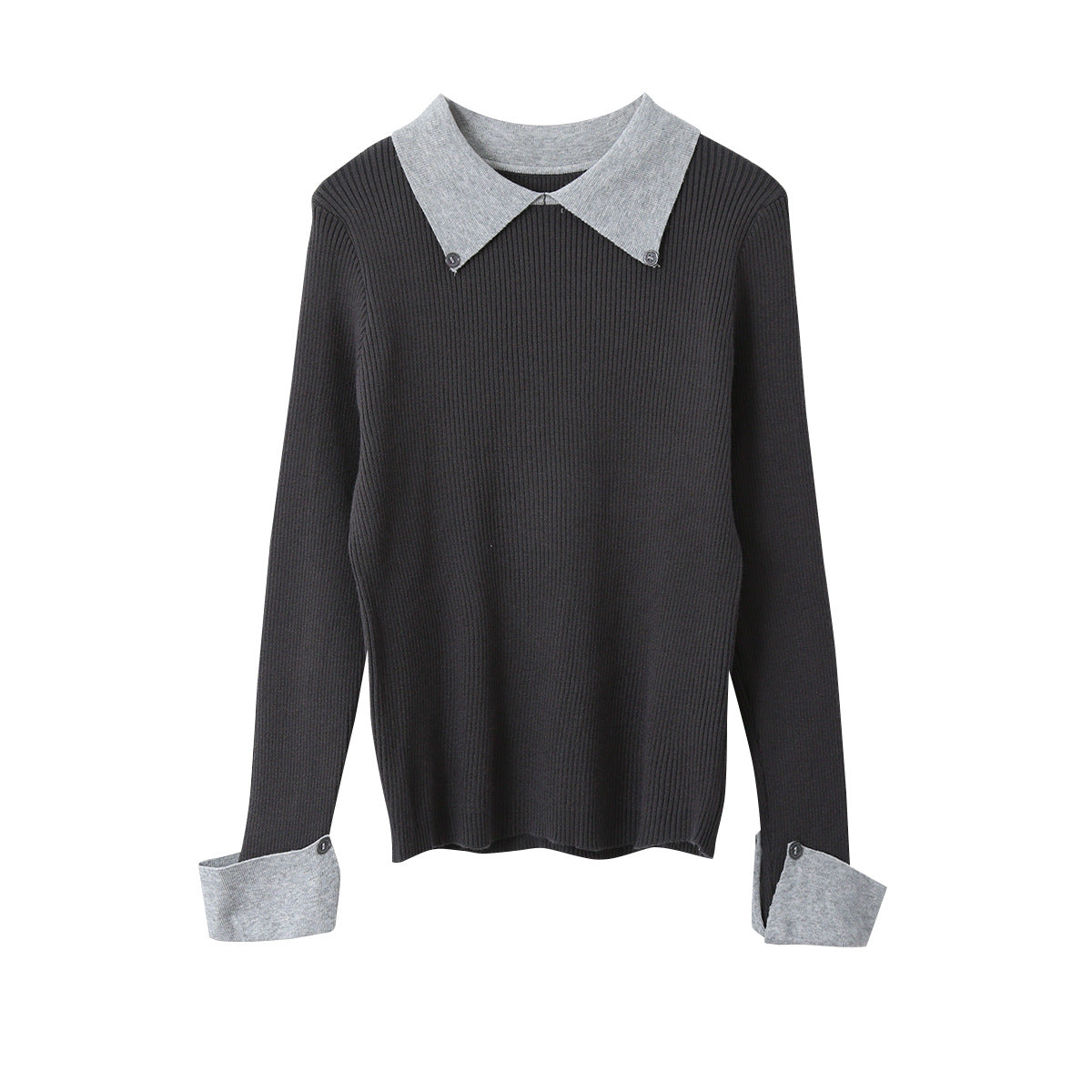 【LD11026】實拍絕美法式針織坑條假2件針織衫251124