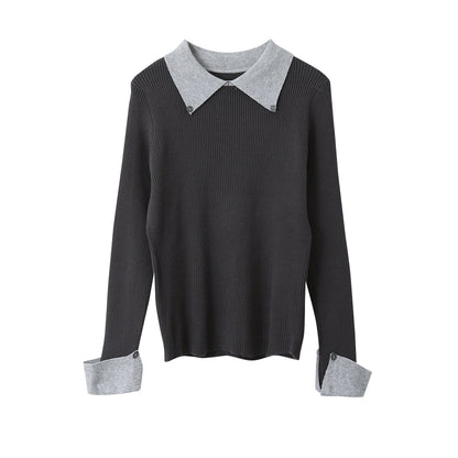 【LD11026】實拍絕美法式針織坑條假2件針織衫251124