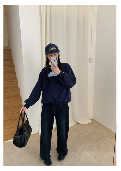 【H5478】實拍秋冬韓國質感刺繡棉質舒適衞衣251109