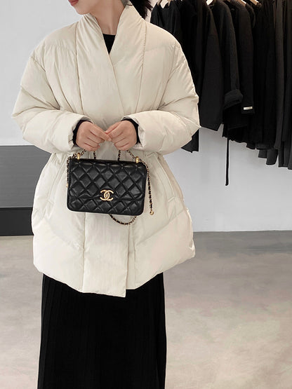 【cimz6386】實拍歐美大氣抗寒鎖温收腰氣質羽絨外套（白鴨絨90%)251120