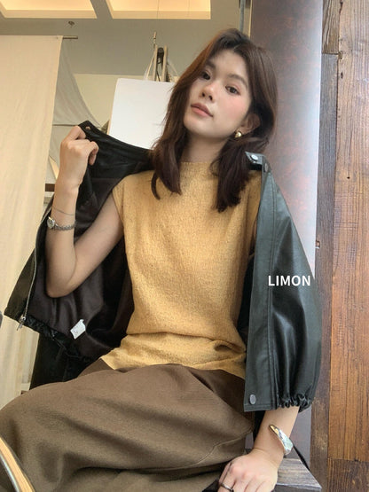 【LNM8583】檸檬家韓系高質感・氣質立領針織背心260831