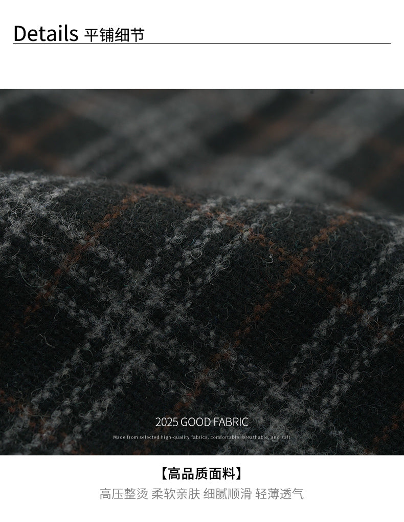 【H5502】實拍學院復古磨毛格子百褶A字裙251118