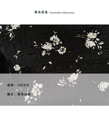 【cimz1956】法式浪漫復古風🌹黑色肌理感蕾絲碎花V領收腰顯瘦連身長裙260702
