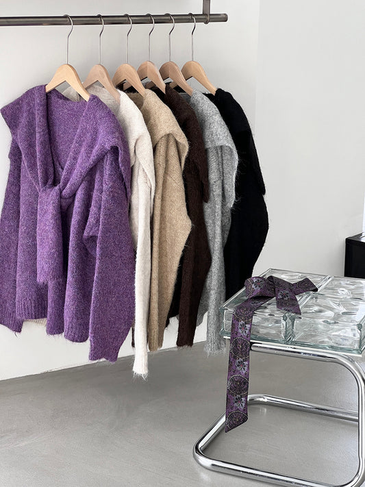 【cim8802】實拍纯色溫柔針織毛衣+針織披肩(羊毛8）251114