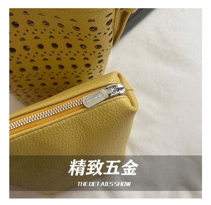 【BMDD-1325】韓系小眾設計感🤍簡約鏤空百搭通勤單肩水桶包＋內有小包260501