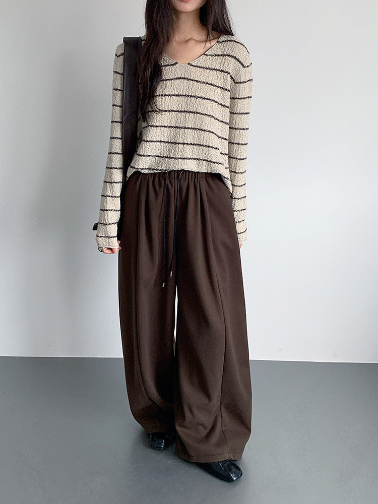 【LD11022】實拍肌理感寬鬆條紋針織衫251110