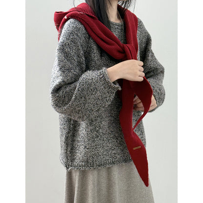 【YW571】實拍冬季復古可愛費爾島提花一体連帽針織圍巾251113