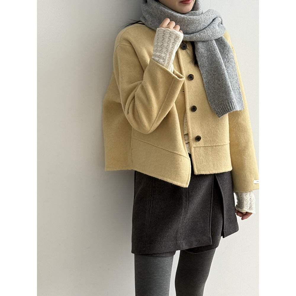 【Y8522】實拍高單氣質簡約綿羊毛呢外套（棉羊毛52%)251106