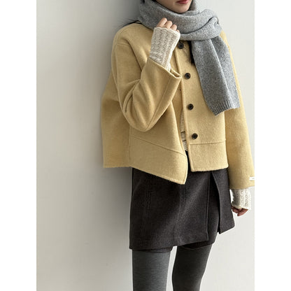 【Y8522】實拍高單氣質簡約綿羊毛呢外套（棉羊毛52%)251106