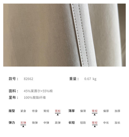 【Y82662】英倫復古・天絲棉縮腰短版休閒風衣外套260917