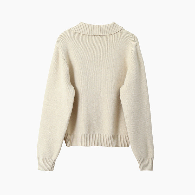 【LD11002】實拍秋冬法式設計感斜領針織毛衣外套251110