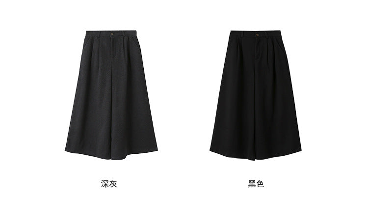 【LD11035】實拍S~L韓版寬鬆高腰毛呢加絨加厚九分褲251124