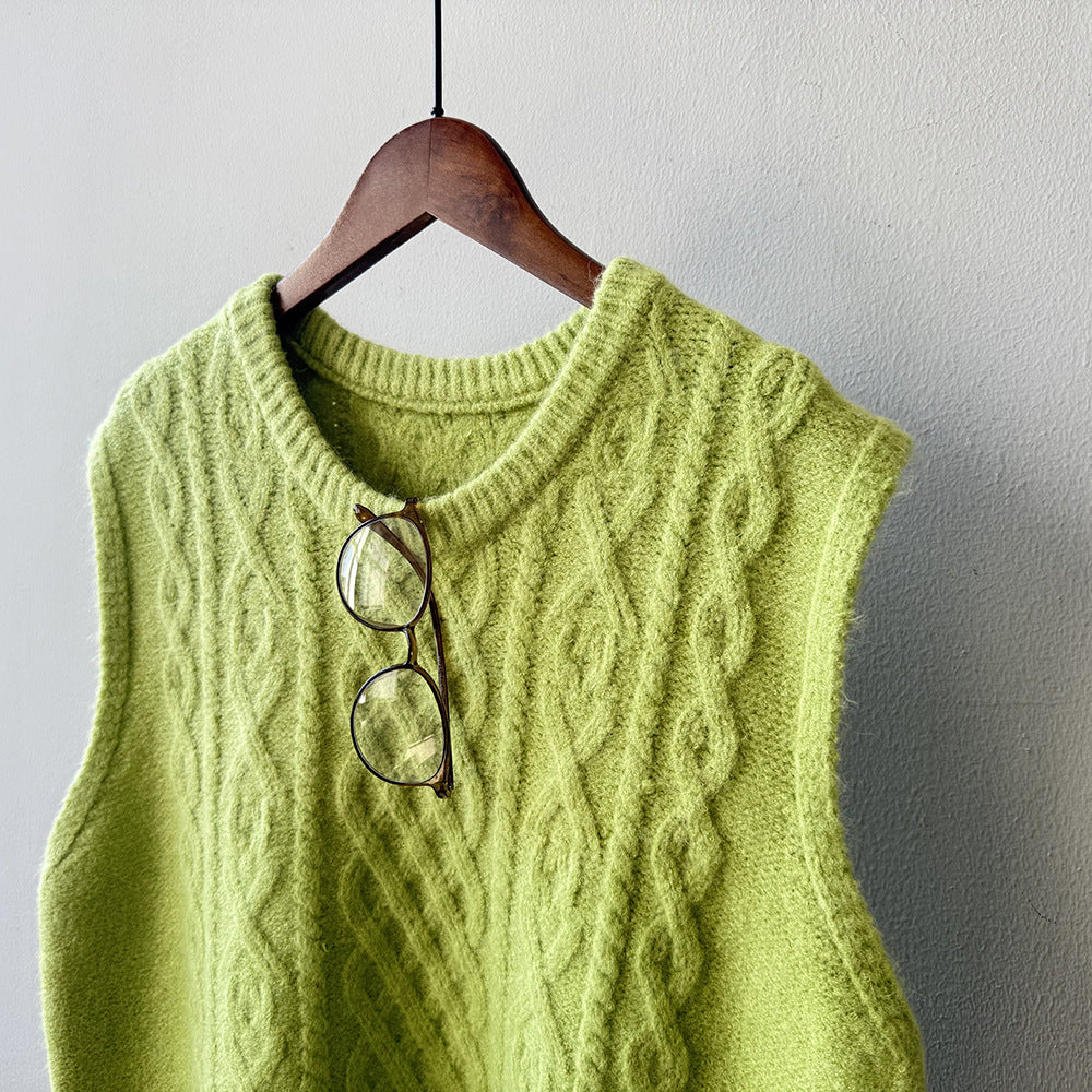 【YP2617】 實拍圓領麻花軟糯針織背心251023