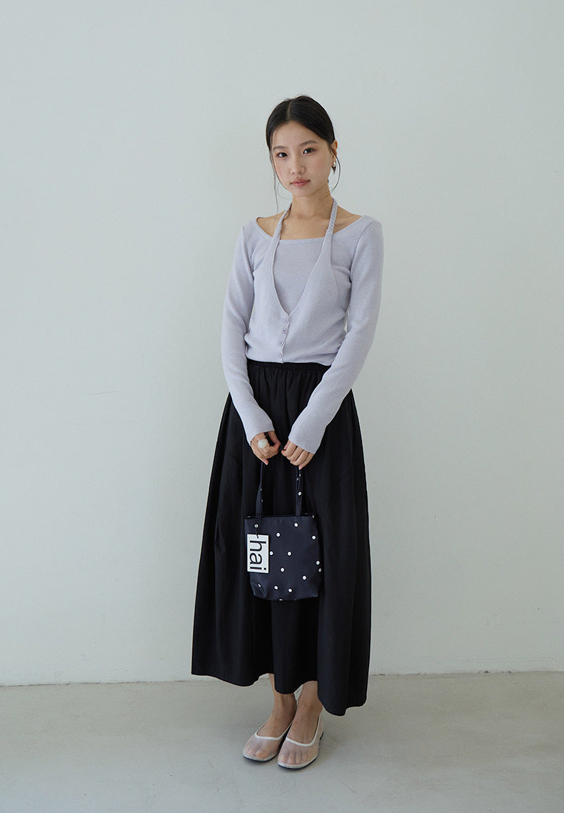 【LD11180】實拍夏季拼接纯色花苞裙260317