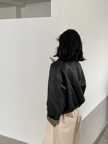 【cimz1667】實拍個性復古黑色工裝皮衣外套251120