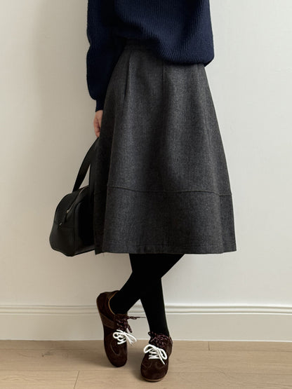 【Y8076】實拍氣質羊毛30%毛呢微花苞傘裙251201