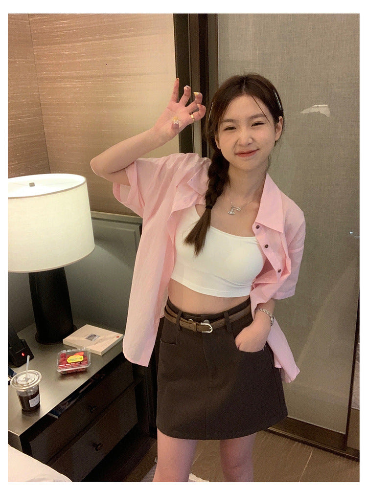 【H6936】實拍韓國基礎款棉質舒適背心（含胸墊）230526